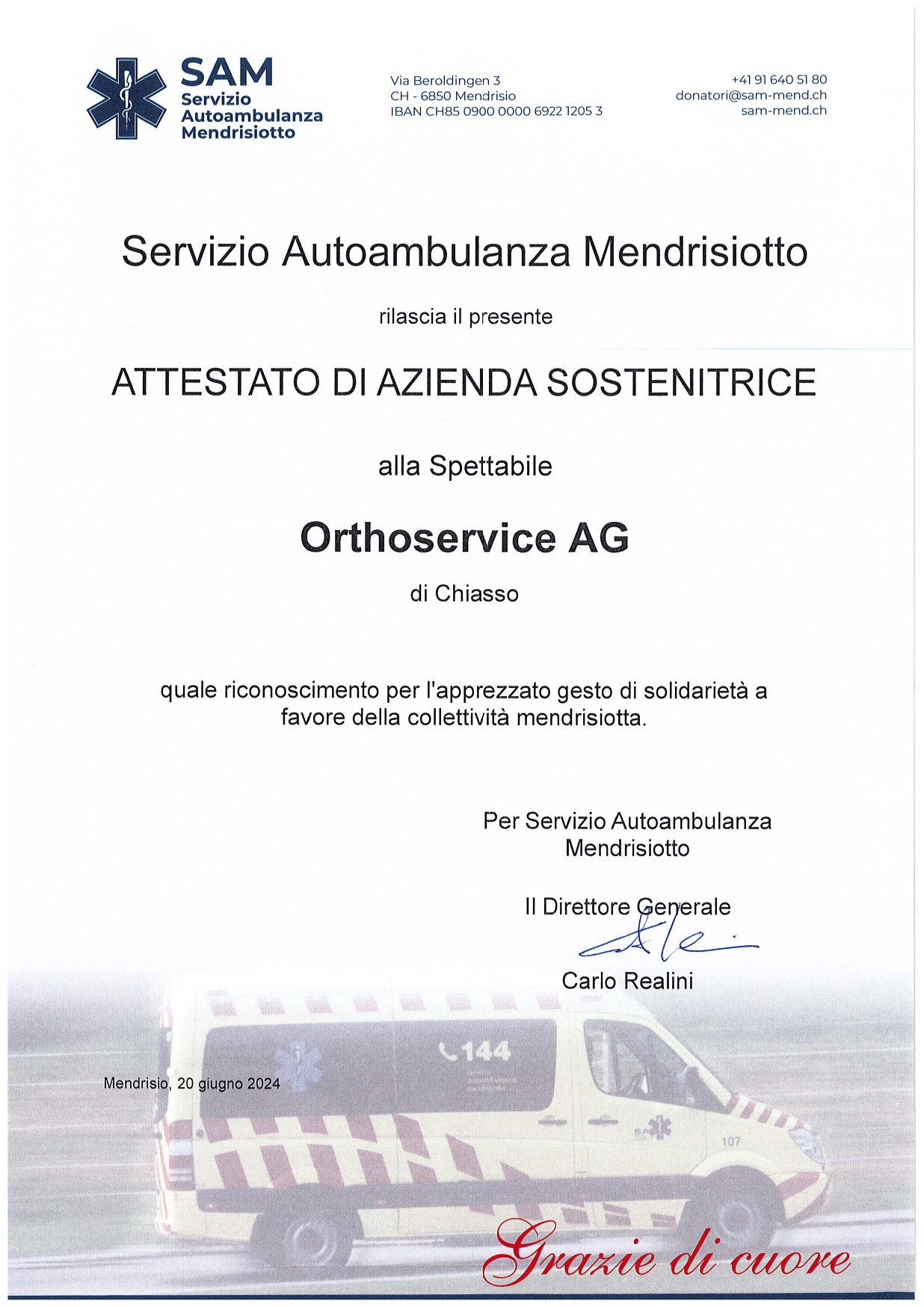 >Orthoservice AG soutient les activités locales