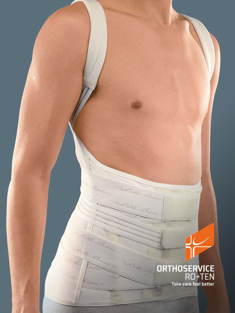 LITECROSS92 -Full harness elastic orthosis to stabilize the dorso- lumbar rachis and relieve pressure, with rigid and thermoformable pads
