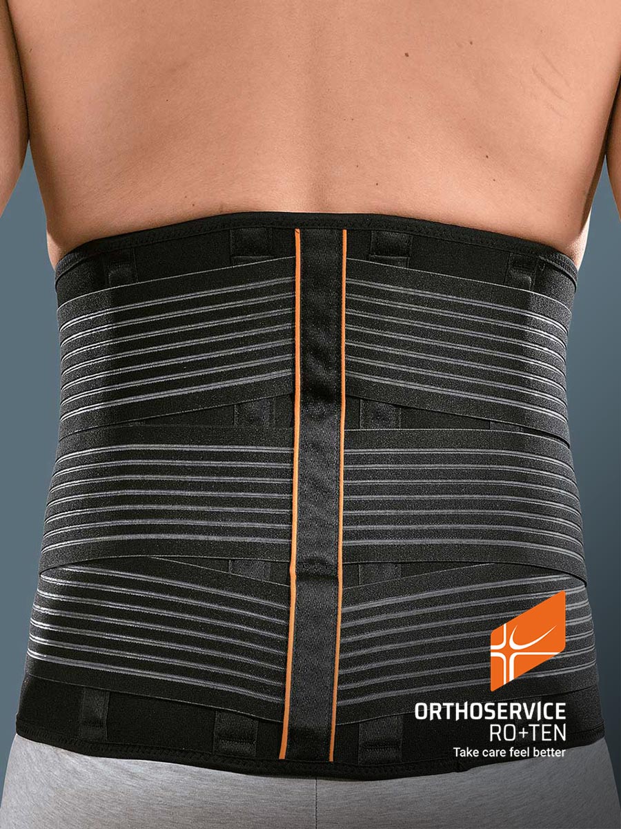 Lumbofit72 - High elastic orthosis with rigid and thermoformable pads to stabilize the lumbar rachis and relieve pressure