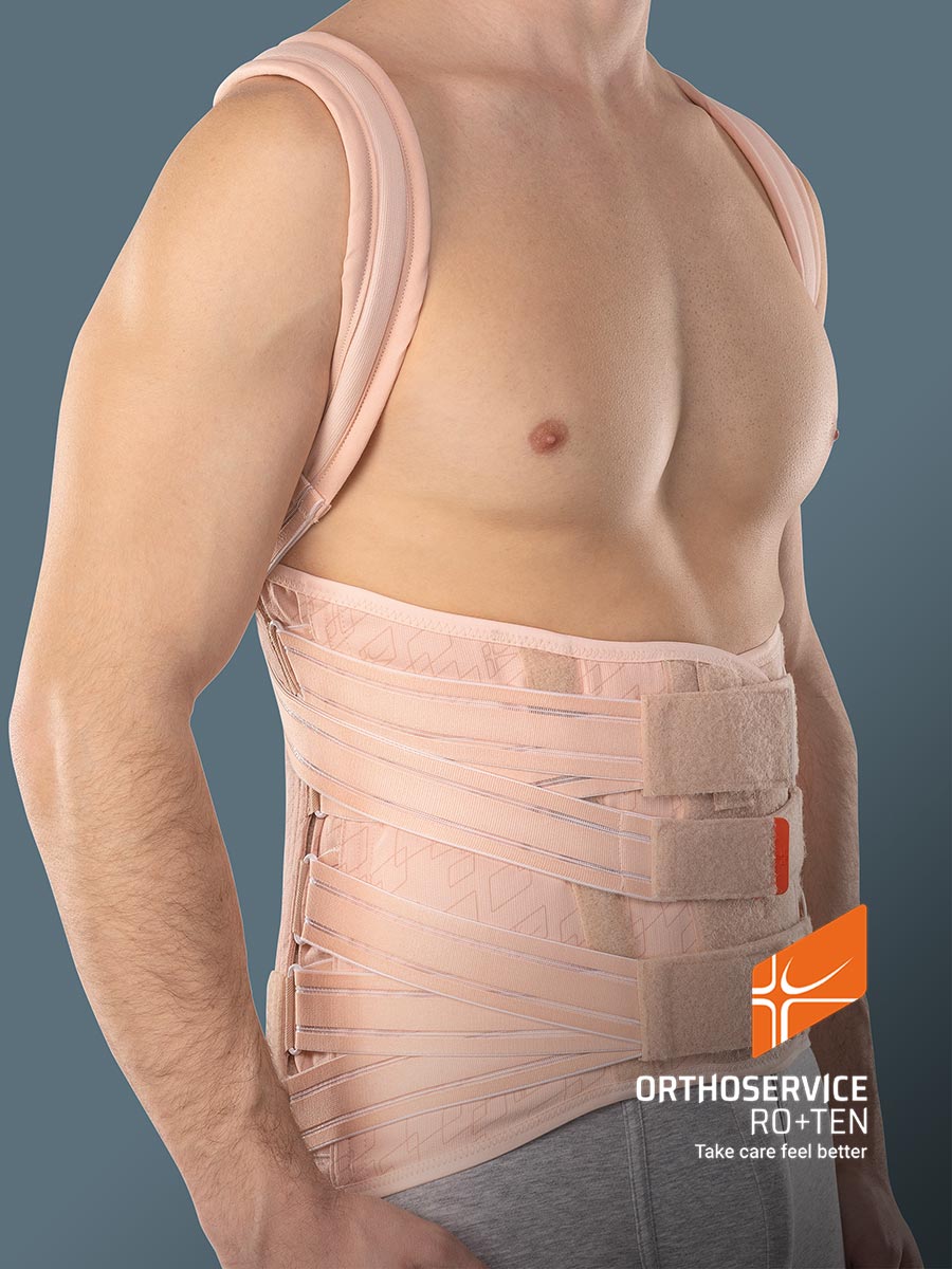 SAT - Padded orthosis for stabilising and supporting the dorso-lumbar  rachis, with rigid and thermoformable pads