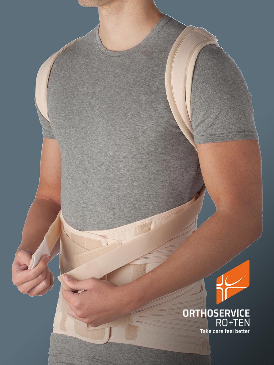 SAT70 - Orthosis with anterior-posterior traction for stabilising and supporting the dorso-lumbar rachis, with a rigid frame