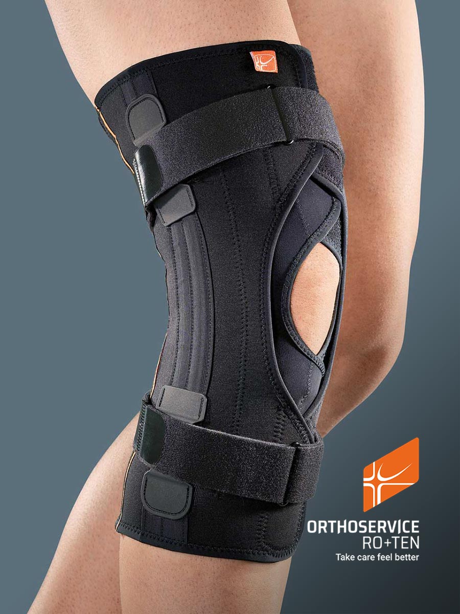 GenuFIT 08A - Otwarta Orteza kolana z pierścieniem na rzepkę z tkaniny AirX™ i fiszbinami