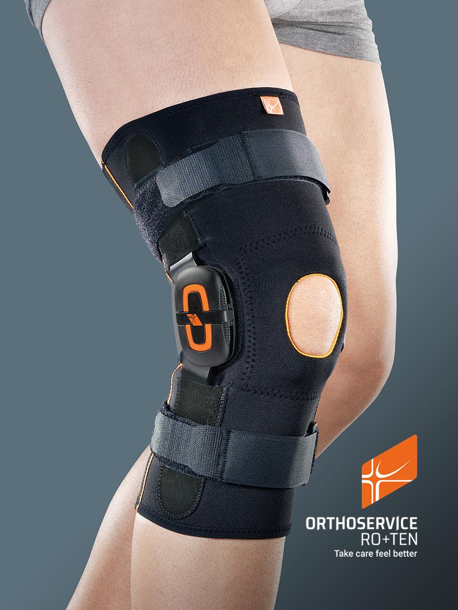 GenuFIT 25 - Krótka orteza stawu kolanowego z policentrycznymi szynami bocznymi z regulacją zakresu ruchomości, zamknieta / otwarta  