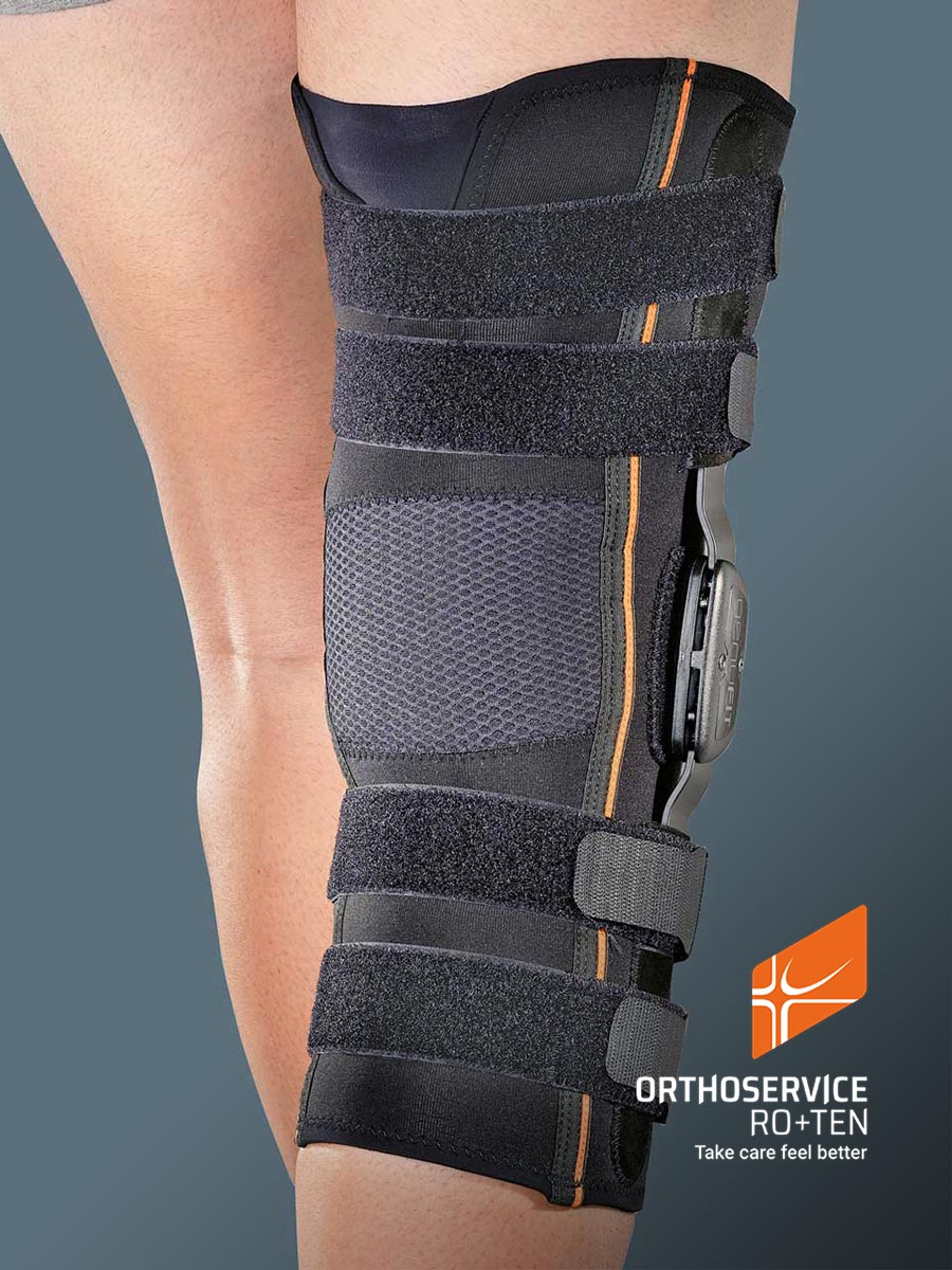 genuFIT 27 - Knieorthese aus AirX™ Gewebe mit  polyzentrischen Gelenkschienen zur  Flexion/Extension-Einstellung, lang