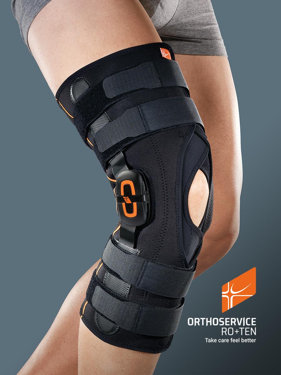 GENUFIT 27A - Knieorthese aus AirX™ Gewebe mit polyzentrischen Gelenkschienen zur Flexion/Extension-Einstellung, lang, zum Öffnen