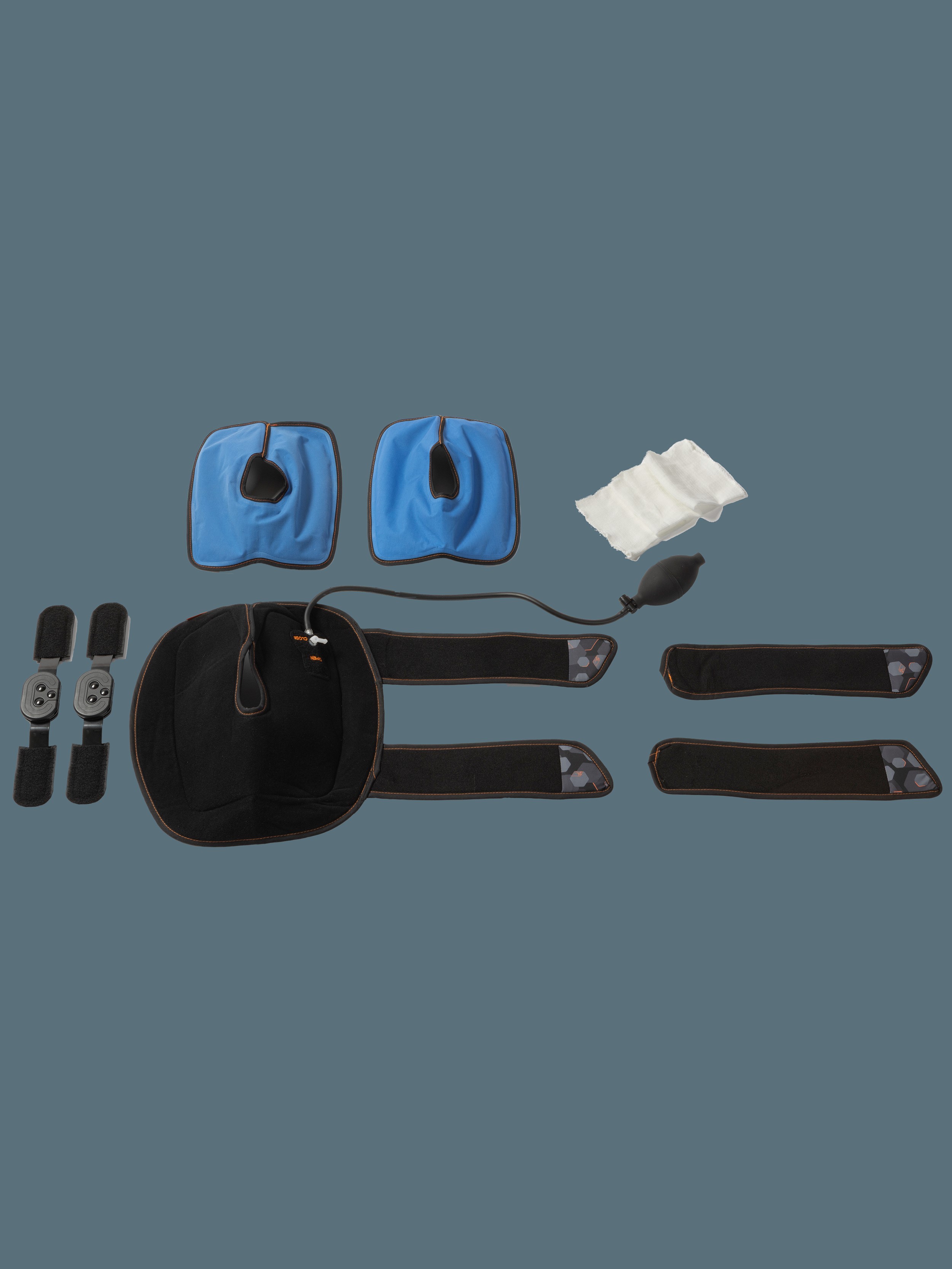 GenuPOLAR PRO - Knee brace with polycentric hinged rods for F-E control and accessories for compression and  cold therapy